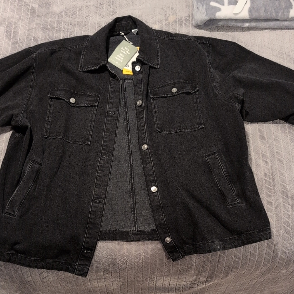 H&M Black Lightweight Denim Shirt Jacket